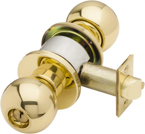 Schlage - Bright Brass Storeroom Knob Lockset - Exact Tool & Supply