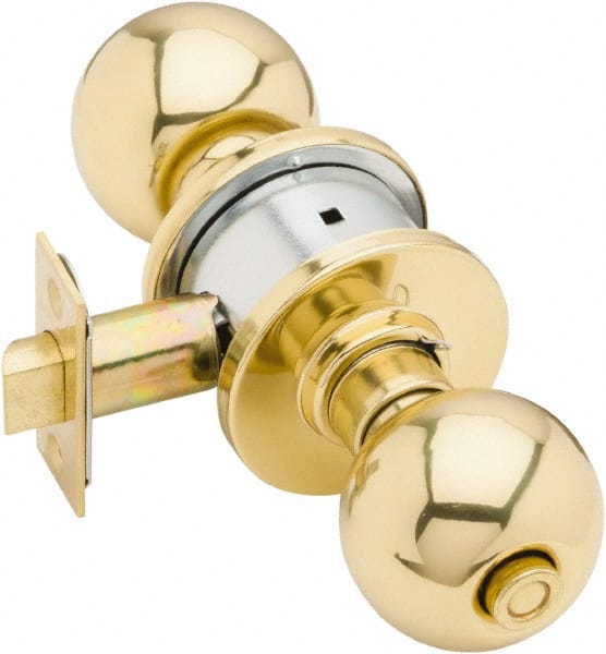 Schlage - 1-3/8 to 1-7/8" Door Thickness, Bright Brass Privacy Knob Lockset - Exact Tool & Supply