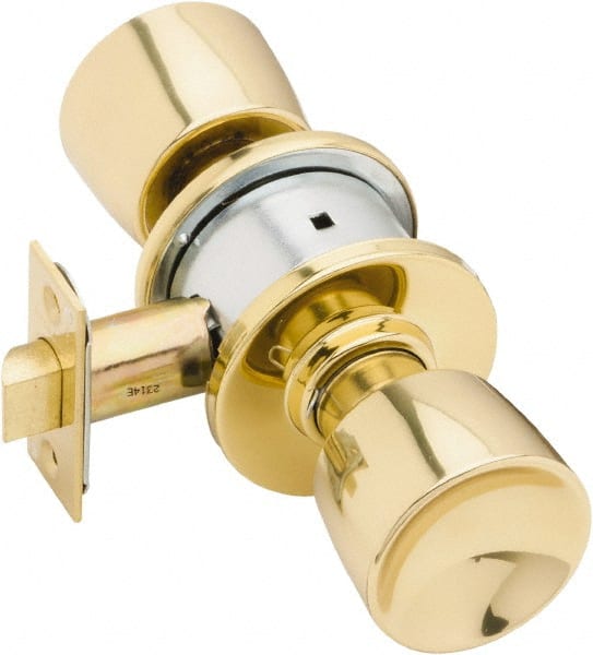 Schlage - 1-3/8 to 1-7/8" Door Thickness, Bright Brass Passage Knob Lockset - Exact Tool & Supply