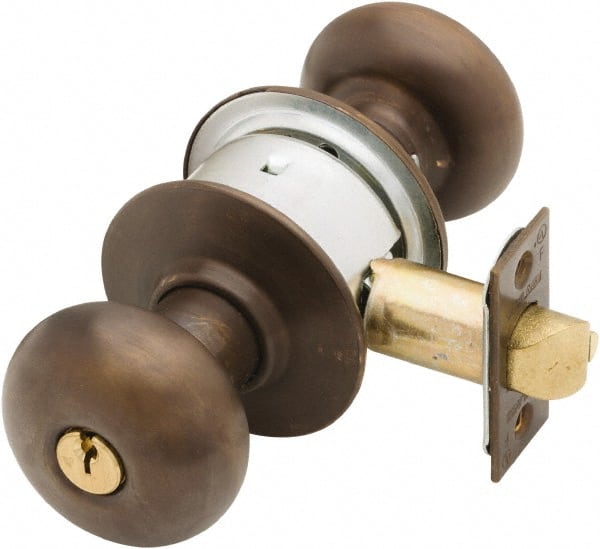 Schlage - 1-3/8 to 1-7/8" Door Thickness, Oil Rubbed Bronze Storeroom Knob Lockset - Exact Tool & Supply