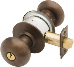 Schlage - 1-3/8 to 1-7/8" Door Thickness, Oil Rubbed Bronze Storeroom Knob Lockset - Exact Tool & Supply