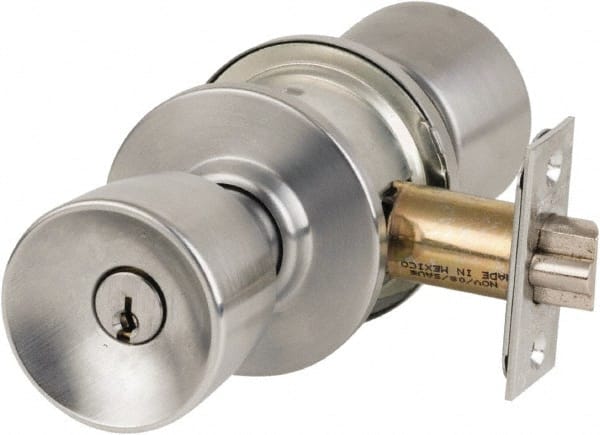 Schlage - 1-3/8 to 1-7/8" Door Thickness, Satin Chrome Storeroom Knob Lockset - Exact Tool & Supply
