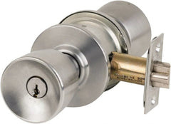 Schlage - 1-3/8 to 1-7/8" Door Thickness, Satin Chrome Storeroom Knob Lockset - Exact Tool & Supply