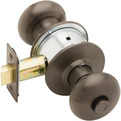 Schlage - 1-3/8 to 1-7/8" Door Thickness, Oil Rubbed Bronze Privacy Knob Lockset - Exact Tool & Supply