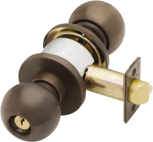 Schlage - 1-3/8 to 1-7/8" Door Thickness, Oil Rubbed Bronze Storeroom Knob Lockset - Exact Tool & Supply