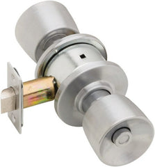 Schlage - 1-3/8 to 1-7/8" Door Thickness, Satin Chrome Privacy Knob Lockset - Exact Tool & Supply