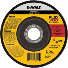 DeWALT - 4-1/2" Wheel Diam, 1/4" Wheel Thickness, 7/8" Arbor Hole, Type 27 Depressed Center Wheel - Fine/Coarse Grade, Ceramic, 13,300 Max RPM - Exact Tool & Supply