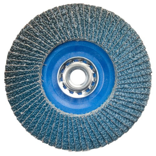 ‎5″ × 5/8″-11 Flap Disc BlueFire Quick Trim Type 27 Plastic Plate 40 Grit - Exact Tool & Supply
