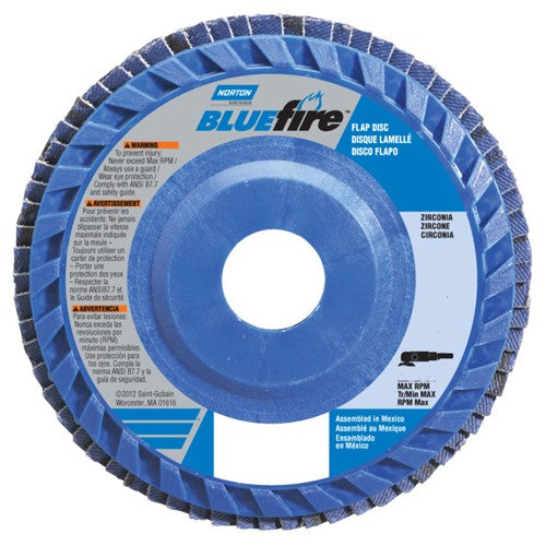 7″ × 7/8″ Flap Disc BlueFire Quick Trim Type 27 Plastic Plate 40 Grit - Exact Tool & Supply