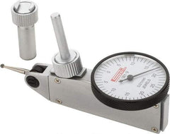 SPI - 0.5mm Range, 0.01mm Dial Graduation, Horizontal Dial Test Indicator - 32mm White Dial, 0-25-0 Dial Reading, Accurate to 0.013mm - Exact Tool & Supply