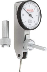 SPI - 0.8mm Range, 0.01mm Dial Graduation, Horizontal Dial Test Indicator - 32mm White Dial, 0-40-0 Dial Reading, Accurate to 0.013mm - Exact Tool & Supply