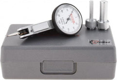 SPI - 0.2mm Range, 0.002mm Dial Graduation, Horizontal Dial Test Indicator - 32mm White Dial, 0-100-0 Dial Reading, Accurate to 0.004mm - Exact Tool & Supply