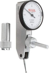 SPI - 0.02" Range, 0.0005" Dial Graduation, Horizontal Dial Test Indicator - 1-1/4" White Dial, 0-10-0 Dial Reading, Accurate to 0.0005" - Exact Tool & Supply