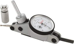 SPI - 0.06" Range, 0.0005" Dial Graduation, Horizontal Dial Test Indicator - 1-3/16" White Dial, 0-15-0 Dial Reading, Accurate to 0.0012" - Exact Tool & Supply