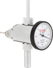 SPI - 0.8mm Range, 0.01mm Dial Graduation, Vertical Dial Test Indicator - 32mm White Dial, 0-40-0 Dial Reading, Accurate to 0.013mm - Exact Tool & Supply