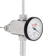 SPI - 0.5mm Range, 0.01mm Dial Graduation, Vertical Dial Test Indicator - 32mm White Dial, 0-25-0 Dial Reading, Accurate to 0.013mm - Exact Tool & Supply