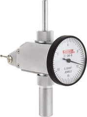 SPI - 0.03" Range, 0.0005" Dial Graduation, Vertical Dial Test Indicator - 1-1/4" White Dial, 0-15-0 Dial Reading, Accurate to 0.0005" - Exact Tool & Supply