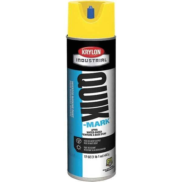 Krylon - 20 fl oz Yellow Marking Paint - 664' Coverage at 1" Wide, Water-Based Formula, 307 gL VOC - Exact Tool & Supply