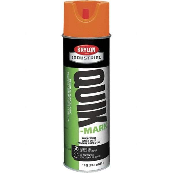 Krylon - 20 fl oz Orange Marking Paint - 664' Coverage at 1" Wide, Water-Based Formula, 320 gL VOC - Exact Tool & Supply