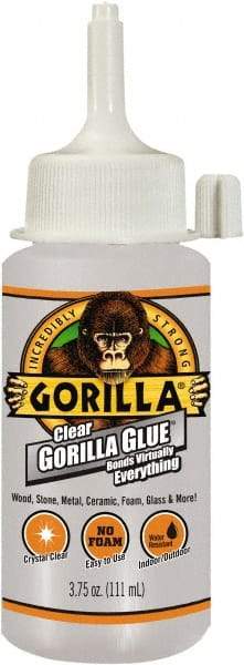 Gorilla Glue - 3.75 oz Bottle Clear All Purpose Glue - 10 min Working Time, 24 hr Full Cure Time, Bonds to Most Surfaces - Exact Tool & Supply