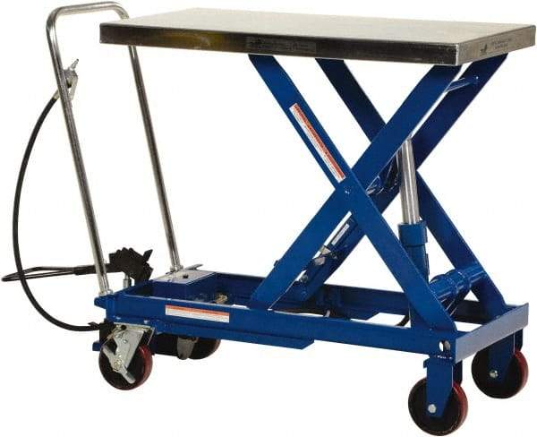 Vestil - 1,750 Lb Capacity Manual Scissor Lift - 14-1/4" to 39-1/2" Lift Height, 39-1/2" Platform Length x 20" Platform Width - Exact Tool & Supply