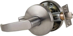 Falcon - Grade 1 Entrance Lever Lockset for 1-3/8" Thick Doors - 2-3/4" Back Set, No Cylinder, Steel, Satin Chrome Finish - Exact Tool & Supply