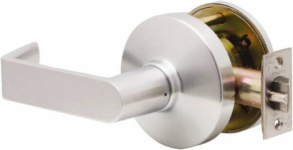 Falcon - Grade 2 Communicating Lever Lockset for 1-3/8" Thick Doors - 2-3/4" Back Set, No Cylinder, Steel, Satin Chrome Finish - Exact Tool & Supply