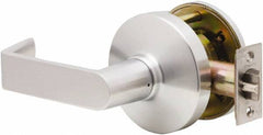 Falcon - Grade 2 Communicating Lever Lockset for 1-3/8" Thick Doors - 2-3/4" Back Set, No Cylinder, Steel, Satin Chrome Finish - Exact Tool & Supply