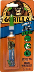 Gorilla Glue - 0.53 oz Tube Clear Super Glue - 24 hr Full Cure Time, Bonds to Most Surfaces - Exact Tool & Supply