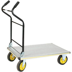 Wesco Industrial Products - 750 Lb Capacity 41" OAH Platform Truck - Ergonomic Cushion Grip Handle, Aluminum, Solid Rubber Wheels - Exact Tool & Supply