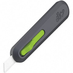 Slice - Nonsparking Ambidextrous Retractable Blade Utility Knife - 2-9/16" Blade Length, Black & Green, Ceramic Blade, Glass Filled Nylon & Steel Handle - Exact Tool & Supply