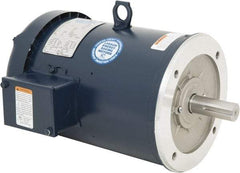 Leeson - 5 Max hp, 1,800 Max RPM, Premium Efficient Electric AC DC Motor - 230/460 V Input, Three Phase, 184TC Frame, 1-1/8" Shaft Diam, C-Face Mount, TEFC Enclosure - Exact Tool & Supply
