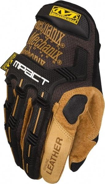 Mechanix Wear - Size L (10) Split Leather Work Gloves - For General Purpose, Uncoated, Hook & Loop Cuff, Full Fingered, Black, Paired - Exact Tool & Supply