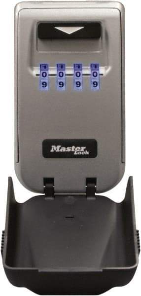 Master Lock - 2" Wide x 4-11/16" Overall Height, Set-Your-Own Combination, Wall Mount Key Safe - Dark Gray Finish - Exact Tool & Supply