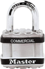Master Lock - 1" Shackle Clearance, Keyed Different Padlock - 5/16" Shackle Diam, Laminated Steel - Exact Tool & Supply