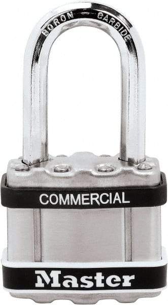 Master Lock - 1.51" Shackle Clearance, Keyed Different Padlock - 5/16" Shackle Diam, Laminated Steel - Exact Tool & Supply
