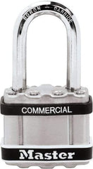 Master Lock - 1.51" Shackle Clearance, Keyed Different Padlock - 5/16" Shackle Diam, Laminated Steel - Exact Tool & Supply
