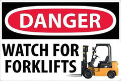 NMC - "Danger - Watch For Forklifts", 24" Long x 36" Wide, Texwalk Safety Sign - Rectangle, 0.005" Thick, Use for Workplace/Safety - Exact Tool & Supply