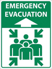 NMC - "Emergency Evacuation", 24" Long x 18" Wide, Sportwalk Safety Sign - Rectangle, 0.005" Thick, Use for Workplace/Safety - Exact Tool & Supply