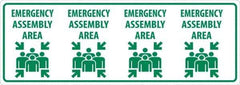 NMC - "Emergency Assembly Area", 12" Long x 34" Wide, Sportwalk Safety Sign - Rectangle, 0.005" Thick, Use for Workplace/Safety - Exact Tool & Supply