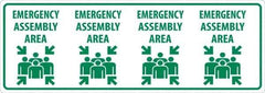 NMC - "Emergency Assembly Area", 12" Long x 34" Wide, Asphalt Art Safety Sign - Rectangle, 0.005" Thick, Use for Workplace/Safety - Exact Tool & Supply