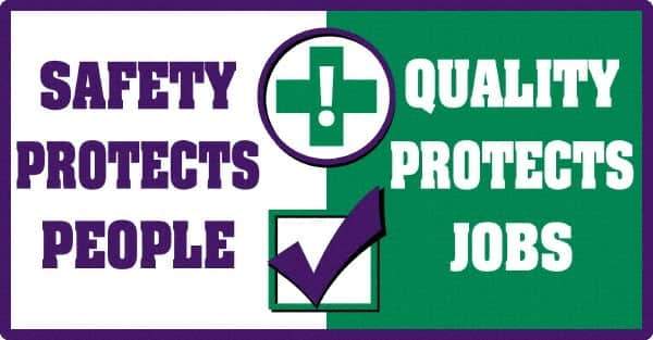 NMC - "Quality Protects Jobs", 24" Long x 46" Wide, Texwalk Safety Sign - Rectangle, 0.005" Thick, Use for Workplace/Safety - Exact Tool & Supply