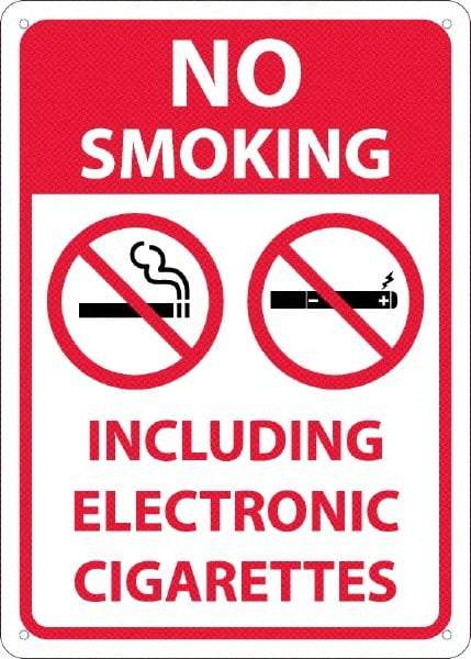 NMC - "No Smoking Including Electronic Cigarettes", 10" Long x 14" Wide, Rigid Plastic Safety Sign - Rectangular, 0.05" Thick, Use for Smoking Regulations - Exact Tool & Supply