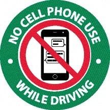 NMC - "No Cell Phone Use", 3" Long x 3" Wide, Pressure-Sensitive Vinyl Safety Sign - Round, 0.0045" Thick, Use for Accident Prevention, Pack of 25 - Exact Tool & Supply