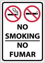 NMC - "No Smoking - No Fumar", 10" Long x 14" Wide, Rigid Plastic Safety Sign - Rectangular, 0.05" Thick, Use for Smoking Regulations - Exact Tool & Supply