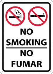 NMC - "No Smoking - No Fumar", 10" Long x 14" Wide, Aluminum Safety Sign - Rectangular, 0.04" Thick, Use for Smoking Regulations - Exact Tool & Supply