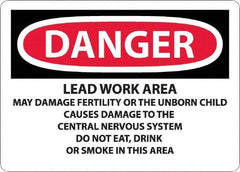 NMC - "Danger - Lead Work Area May Damage Fertility Or The Unborn Child", 10" Long x 14" Wide, Rigid Plastic Safety Sign - Rectangle, 0.05" Thick, Use for Hazardous Materials - Exact Tool & Supply