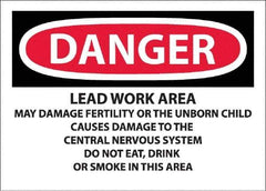 NMC - "Danger - Lead Work Area May Damage Fertility Or The Unborn Child", 10" Long x 14" Wide, Pressure-Sensitive Vinyl Safety Sign - Rectangle, 0.0045" Thick, Use for Hazardous Materials - Exact Tool & Supply