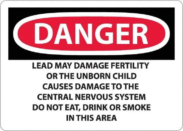 NMC - "Danger - Lead May Damage Fertility or the Unborn Child", 10" Long x 14" Wide, Aluminum Safety Sign - Rectangle, 0.04" Thick, Use for Hazardous Materials - Exact Tool & Supply