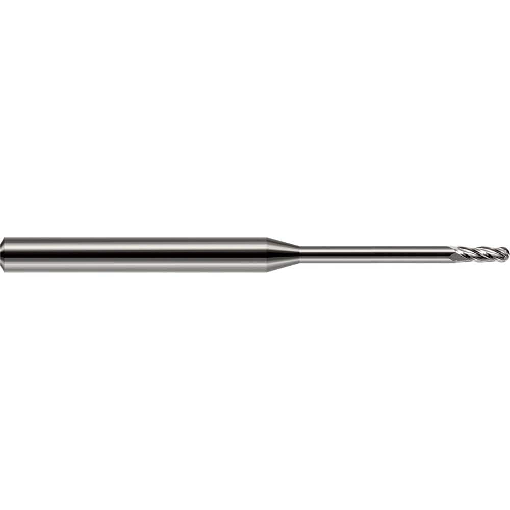Harvey Tool - Ball End Mills; Mill Diameter (Inch): 1/16 ; Mill Diameter (Decimal Inch): 0.0620 ; Number of Flutes: 2 ; Length of Cut (Decimal Inch): 0.1860 ; Material: Solid Carbide ; Overall Length (Inch): 2 - Exact Tool & Supply